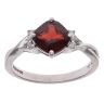 9ct White Gold 0.05ct Diamond and Garnet Single Stone Ring