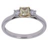 Platinum 0.55ct Round Brilliant and Cushion Cut Diamond Trilogy Ring