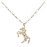 9ct Yellow Gold Galloping Horse Pendant and Figaro Chain 20"