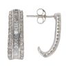 9ct White Gold 0.50ct Brilliant and Baguette Cut Diamond Half Hoop Earrings