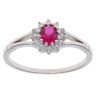 Silver Red Gemstone and Cubic Zirconia Cluster Ring By Icesia