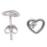 Silver Cubic Zirconia Heart Stud Earrings By Icesia