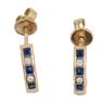 18ct Yellow Gold 0.08ct Brilliant and Princess Cut Diamond and Sapphire Earrings