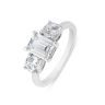 9ct White Gold 2.50ct Mixed Shape Trilogy Lab Grown Diamond Ring (Emerald And Round Cuts) Lab Grown