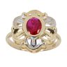 14ct Yellow And White Gold Red Stone Set Flower Ring