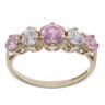 9ct Yellow Gold Pink Topaz and Cubic Zirconia Five Stone Ring