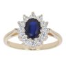 9ct Yellow Gold Sapphire And Cubic Zirconia Cluster Ring