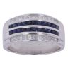 18ct White Gold 0.45ct Diamond and Sapphire Four Row Ring