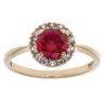 9ct Yellow Gold Created Ruby And Cubic Zirconia Cluster Ring