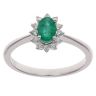 18ct White Gold 0.16ct Diamond and Emerald Cluster Ring