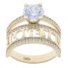 14ct Yellow Gold Single Stone Cubic Zirconia 'I Love You' Signet Ring