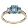 9ct Yellow Gold 0.05ct Diamond and Blue Topaz Three Stone Ring