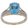 9ct Yellow Gold 0.05ct Diamond and Blue Topaz Single Stone Ring