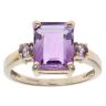 9ct Yellow Gold Amethyst Three Stone Ring