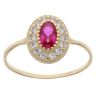 14ct Yellow Gold Cubic Zirconia and Red Gemstone Cluster Ring
