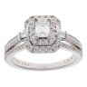 Vera Wang Platinum 1.20ct Emerald Baguette and Brilliant Cut Diamond Cluster Ring