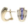14ct Yellow Gold 0.45ct Brilliant Cut Diamond And Tanzanite Cluster Half Hoop Earrings