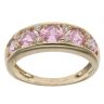 14ct Yellow Gold Pink Gemstone and Cubic Zirconia Fancy Ring