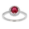 Silver Cubic Zirconia And Red Round Cluster Ring by Icesia