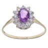 9ct Yellow Gold Amethyst and Cubic Zirconia Cluster Ring