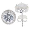 Silver Cubic Zirconia Halo Stud Earrings By Icesia