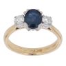 18ct Yellow Gold 0.45ct Brilliant Cut Diamond and Sapphire Three Stone Ring