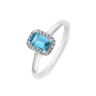 9ct White Gold Swiss Blue Topaz And 0.10ct Natural Diamond Halo Ring