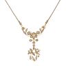 14ct Yellow Gold Pearl Flower and Bird Cluster Rope Necklace 16"