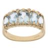 18ct Yellow Gold 0.04ct Diamond and Aquamarine Five Stone Ring
