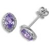 18ct White Gold Diamond 0.15ct Amethyst 1.07ct Studs