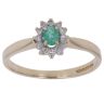 9ct Yellow Gold 0.10ct Diamond and Emerald Cluster Ring