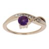 9ct Yellow Gold 0.05ct Diamond And Created Amethyst Ring