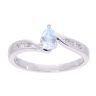 9ct White Gold Blue Topaz and Diamond Pear Twist Ring