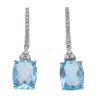 18ct White Gold 0.20ct Brilliant Cut Diamond and Blue Topaz Drop Earrings