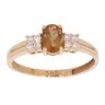 14ct Yellow Gold Green Beryl And Cubic Zirconia Ring