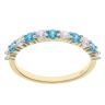 Gold Plated Silver Blue Gemstone And Cubic Zirconia Half Eternity Ring