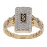 14ct Yellow Gold Monaco Classic Alternate Pave Link Cubic Zirconia Signet Ring