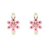 Children's 14ct Yellow Gold Pink Enamel Flower Stud Earrings