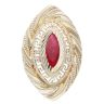 14ct Yellow Gold Greek Key Red Gem Ring