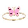 14ct Yellow Gold Pink Enamel Butterfly Ring