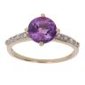 9ct Yellow Gold Amethyst and Cubic Zirconia Single Stone Ring