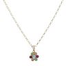9ct Yellow Gold Multi-Gemstone Floral Cluster Pendant And Chain 20"
