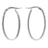 Silver Patterned Oval Hoop Earrings By Icesia