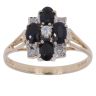 9ct Yellow Gold 0.10ct Brilliant Cut Diamond and Sapphire Cluster Ring
