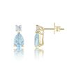 9ct Yellow Gold Aquamarine Look Sky Blue Topaz and Lab Grown Diamond Earrings