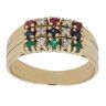 18ct Yellow Gold 0.05ct Diamond And Emerald, Ruby And Sapphire Fancy Ring