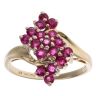 9ct Yellow Gold Created Ruby Cluster Ring