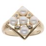 9ct Yellow Gold 0.05ct Diamond and Pearl Ring