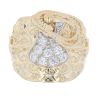 9ct Yellow Gold Cubic Zirconia Patterned Saddle Ring