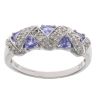 9ct White Gold 0.10ct Diamond And Tanzanite Zig-Zag Ring